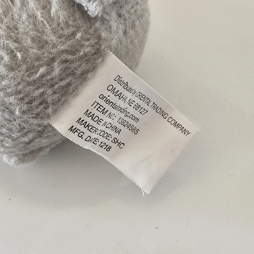 Gray Plush Mouse Toy with Red Bow Tie